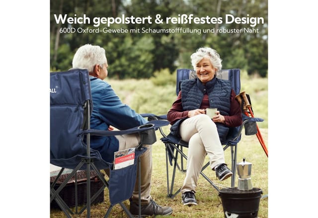HOMECALL Campingstuhl Übergroßer Klappstuhl mit hoher Rückenlehne, XXL Faltstuhl Gepolstert (Bis 360KG Belastbar, 1 St), Robust und Zuverlässig klappstuhl für Outdoor, Balkon, Garten