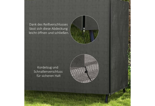 Outsunny Gartenmöbel-Schutzhülle 3 Sitzer, wasserabweisend, winterfest (UV-Beständig Abdeckplane, 1-St., Hollywoodschaukel Abdeckung), Reißfest 420D Oxford Gewebe, 177x114x152cm Dunkelgrau