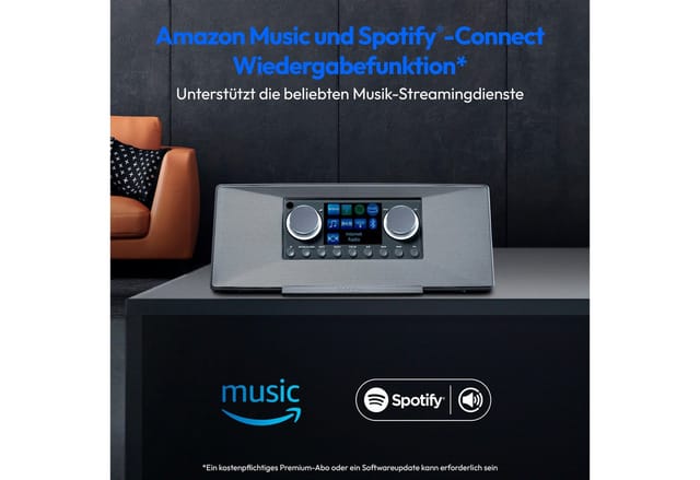 Medion® Stereo Internet Radio MEDION® P85333 (MD89289) Radio (Amazon Music, Spotify, WiFi, MW/UKW, DAB+, 6 W, DAB+, 7,1 cm (2,8) TFT-Farbdisplay, Bluetooth)