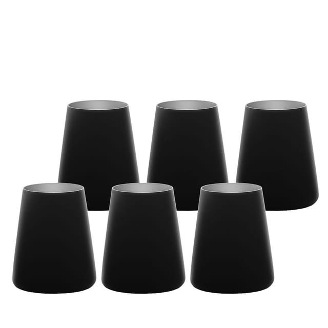 Stölzle Glas Stölzle Lausitz Power Becher Schwarz-Silber 6er Set, Glas