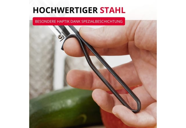 WESTMARK Sparschäler Black Edition, 2 Stk., Ergonomische Kartoffelschäler, Gemüse & Obst, griffige Haptik, Spezialbeschichtung, Made in Germany