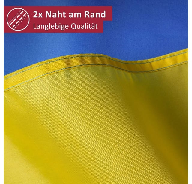 PHENO FLAGS Flagge Ukraine Flagge 90 x 150 cm Ukrainische Fahne Nationalflagge (Hissflagge für Fahnenmast), Inkl. 2 Messing Ösen