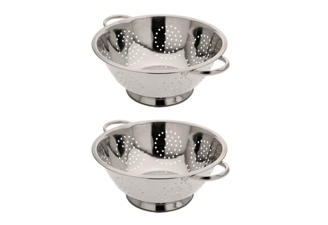 HAC24 Küchensieb Sieb Abtropfsieb Seiher Nudelsieb Salatsieb Metallsieb, Edelstahl, (2-St), mit Griffen Ø 24 cm
