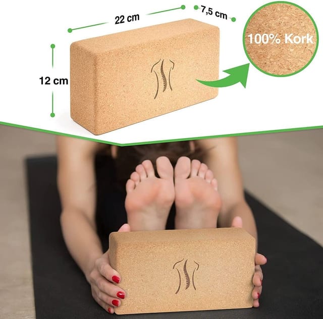 BACKLAxx® Yogablock Set aus 100% Kork, (für Yoga & Pilates, 2-tlg., 22 x 12 x 7,5 cm), aus 100% natürlichem Kork