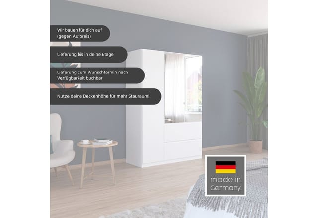RAUCH BLUE Costa Drehtürenschrank ohne Spiegel (grau metallic, Breite 136 cm / Höhe 197 cm)