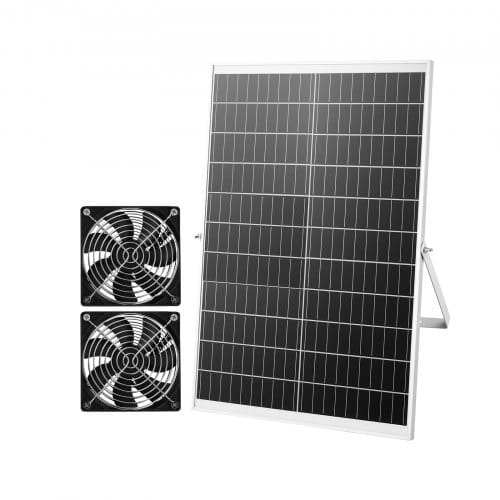 VEVOR 30W Solar Ventilator, 12V Solarpannel mit Doppelventilator, Max. 2668 U/min Solar Lüfter für 680 m³/h Luftstrom, 5 m/s Solarbetriebener Abluftventilator für Kleine Hühnerställe Gewächshäuser