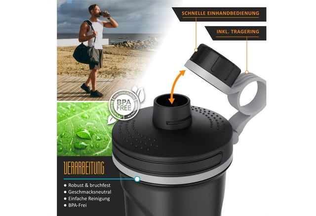 Arendo Eiweißshaker Elektrisch, 700 ml, BPA-frei, spülmaschinengeeignet, Kunststoff, 1-tlg., Mixbecher mit Tragegriff, für Sport, Fitness, Yoga