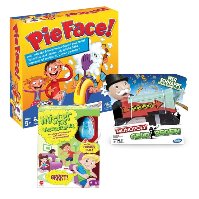 Spiele Bundle Pie Face Mister Pups Monopoly Geldregen Familienspiel Partyspiele