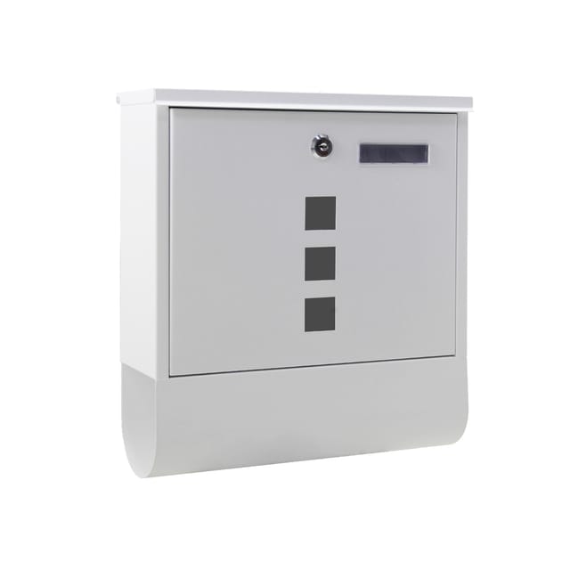 Wiltec - Briefkasten Mit Zeitungsrolle, Weiß, 305 X 95 X 335 Mm, Wandbriefkasten Mit Namensschild, Sichtfenstern, Schloss Und Zeitungsrolle, Postkasten Aus Pulverbeschichtetem Stahl