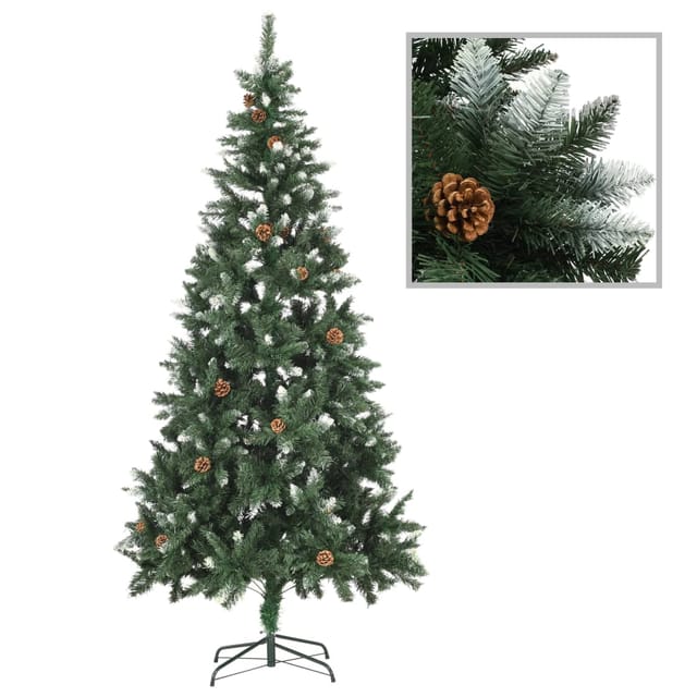 Künstlicher Weihnachtsbaum Kiefernzapfen Weißem Glitzer 210 Cm Vidaxl
