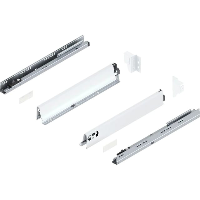 Tandembox Antaro N Schubladenschienen-set 1 Paar, 30kg 450mm Vollauszug Otion, Seidenweiß - Blum