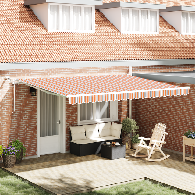 Einziehbare Markise Mehrfarbig 450 × 350 Cm Stoff Und Metall Vidaxl