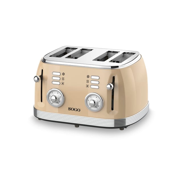 Beiger Retro-toaster 1500w Für 4 Scheiben, 33 X 29 X 18,5 Cm