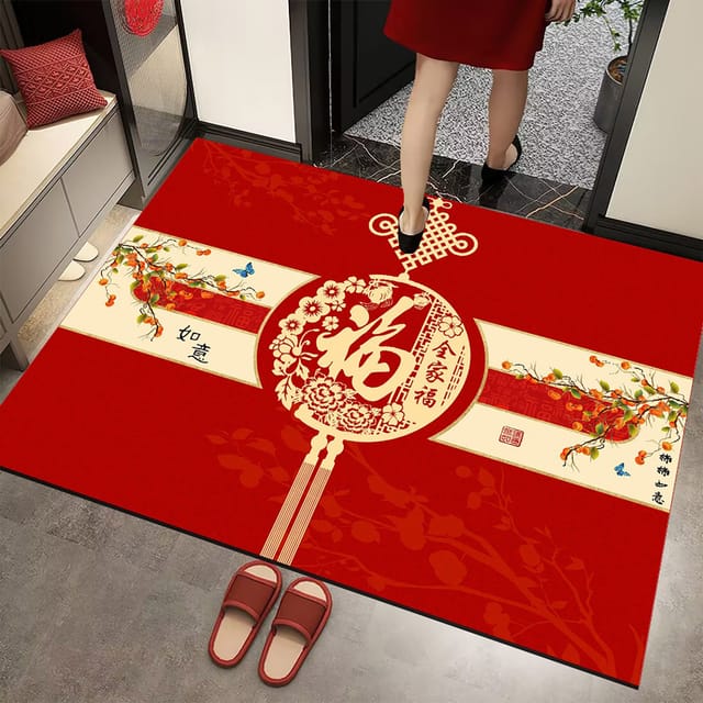 Rote Fußmatte Für Neujahr, Willkommensmatte, Glücksbringer, Für Zuhause, Party-stil, 12 Stück, 80 X 120 Cm