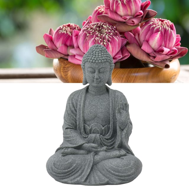 Buddha-statue Aus Grünem Sandstein, Sitzende Figur, Ornament, Dekoration Für Wohnzimmer, Garten, Modell 7135k-02
