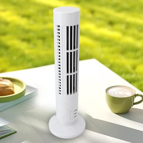 Mini-turmventilator Ohne Rotorblätter Mit 2 Geschwindigkeitsstufen Und Usb-ladefunktion Für Büro Oder Schlafzimmer – Weiß