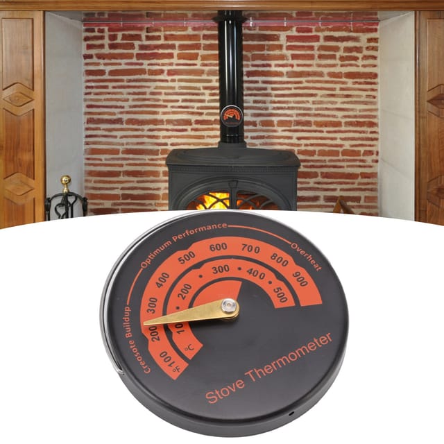 Bimetall-magnet-ofenthermometer, Aluminiumlegierung, Breiter Temperaturbereich 0–500 °c, 100–900 °f, ±10 °c Genauigkeit, 55 G (1,9 Oz) Für Zuhause, Kamin, Rauchabzug, Magnetschaufel
