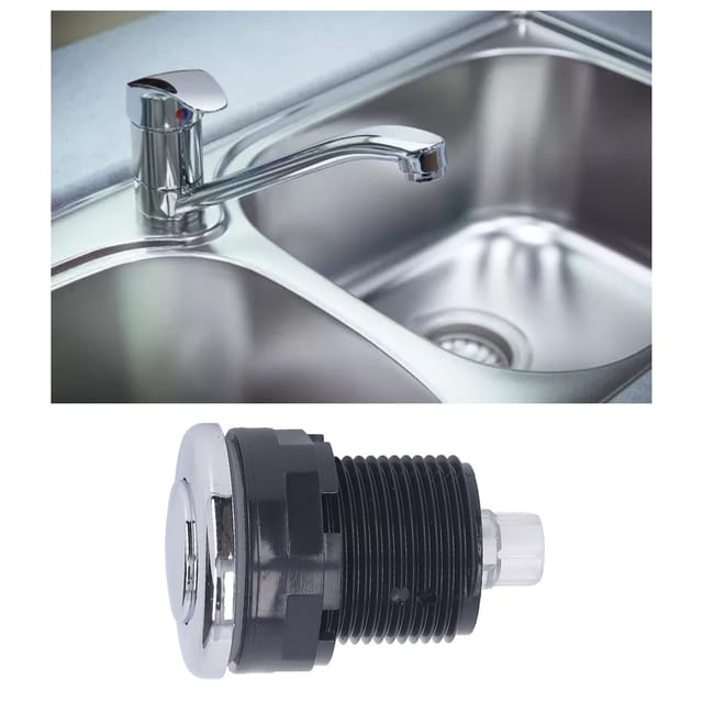 Pneumatischer Abfallentsorgungsschalter Mit Edelstahlknopf, Flexiblem Schlauch, Für Spa/jacuzzi (125-250 V, 16 A, 34 Mm Bohrung, Komplettset)
