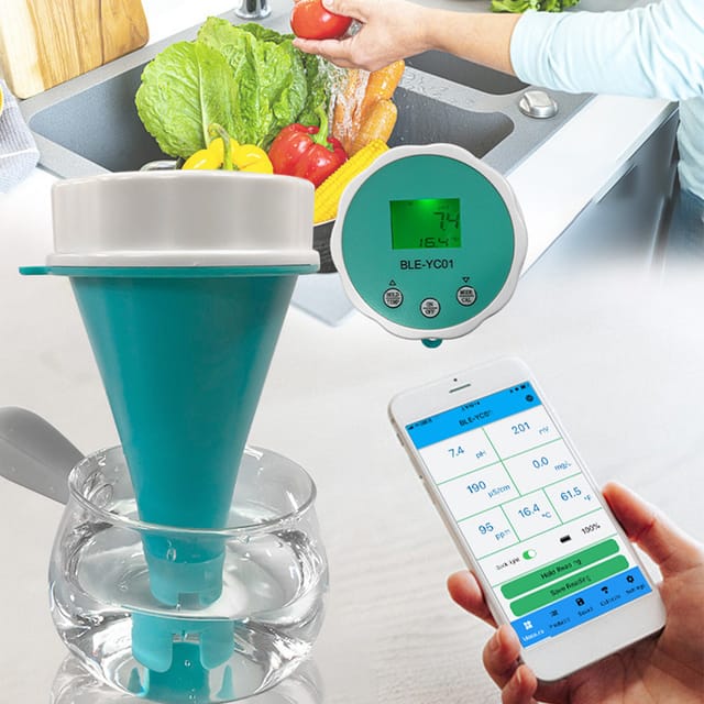 Ph-tester Mit 6 Funktionen, App-anbindung, Automatischer Datensicherung, Batteriebetrieb, Wasserqualitätsmessung (orp, Cl, Temperatur)