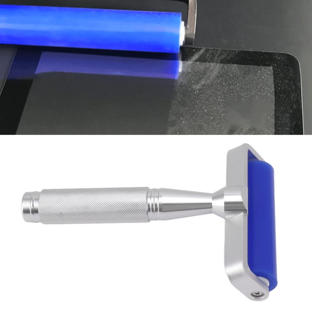 [silikon-reinigungswalze] + Elektrostatische Silikonwalze Mit Blauer Metallwelle, Hohe Elastizität, 4 Zoll, Manuell, Für Bildschirmoberflächen, Leiterplatten, Industrielle Reinigung.