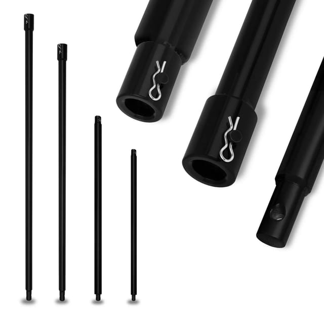 Bohrer Verlängerung Für Erdbohrer Erdlochbohrer Set, 4 Stück, Stahl, Länge 400mm, 600mm, 800mm, 1000mm, Aufnahme Durchmesser 20mm, Schwarz Lackiert, Steckverbindung Mit Sicherungsbolzen - Eberth