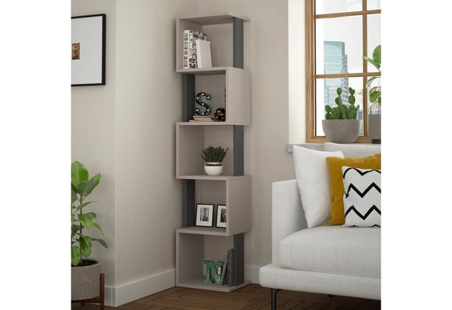 Decortie - Piri Modernes Bücherregal Display Unit Mokka Grau Anthrazit Grau Hoch 161cm - Anthracite Grey
