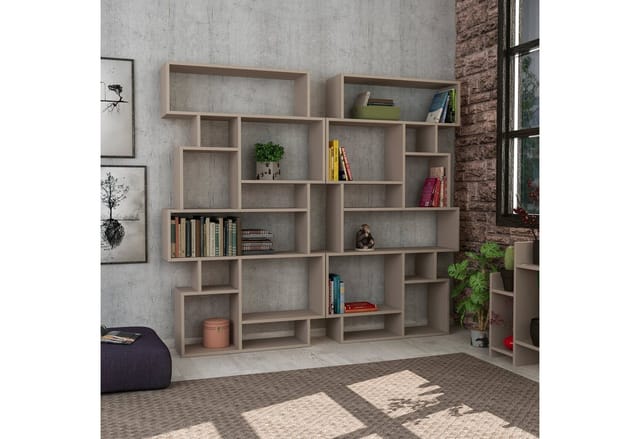 Decortie - Karmato Modernes Bücherregal Display Unit Mokka Grau Hoch 168.5cm - Mocha Grey