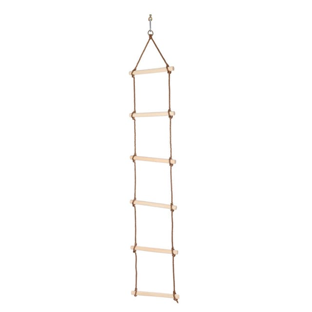 Strickleiter Für Kinder (2,1 M) Mit 6 Holzsprossen – Ideal Für Klettergerüste, Baumhäuser Und Höhlen, Bis 60 Kg Belastbar, Robustes Outdoor-spielzeug