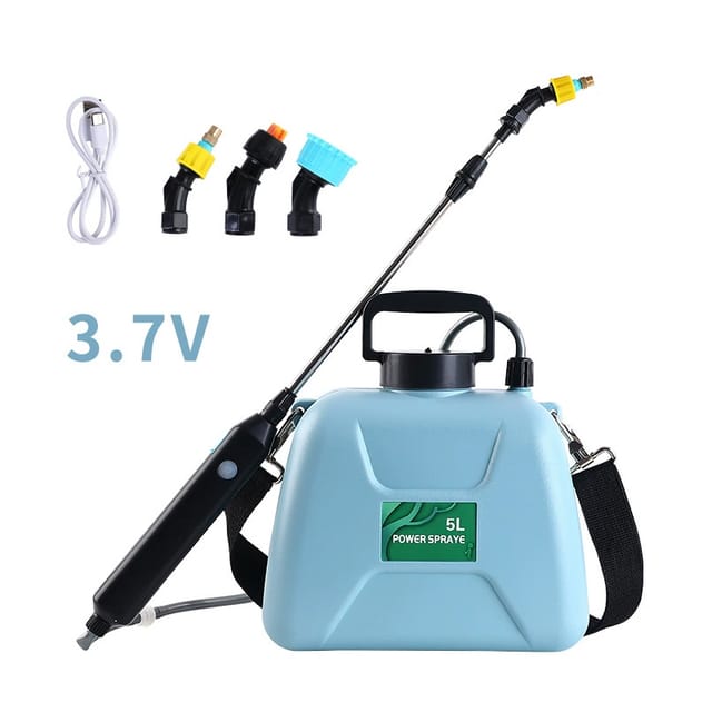 Elektrische Gartenspritze Mit 3 Verstellbaren Düsen, Usb-ladefunktion, Pflanzenschutzspritze Für Garten, Unkrautbekämpfung Und Autowäsche (5-liter-sprühgerät, Blau)