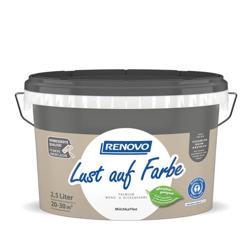Wand-und Deckenfarbe Lust Auf Farbe Matt 2,5 Ltr. Milchkaffee - Renovo