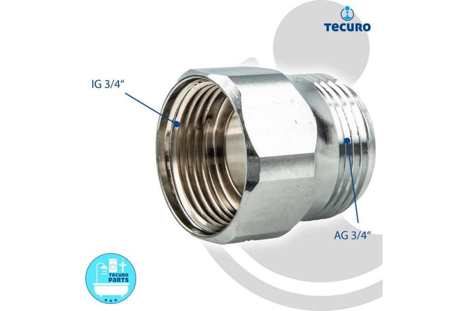 Tecuro - Aufnahme Adapter Übergangsstück Für Ausläufe An Armaturen, Ag 3/4 Zoll Auf Ig 3/4 Zoll