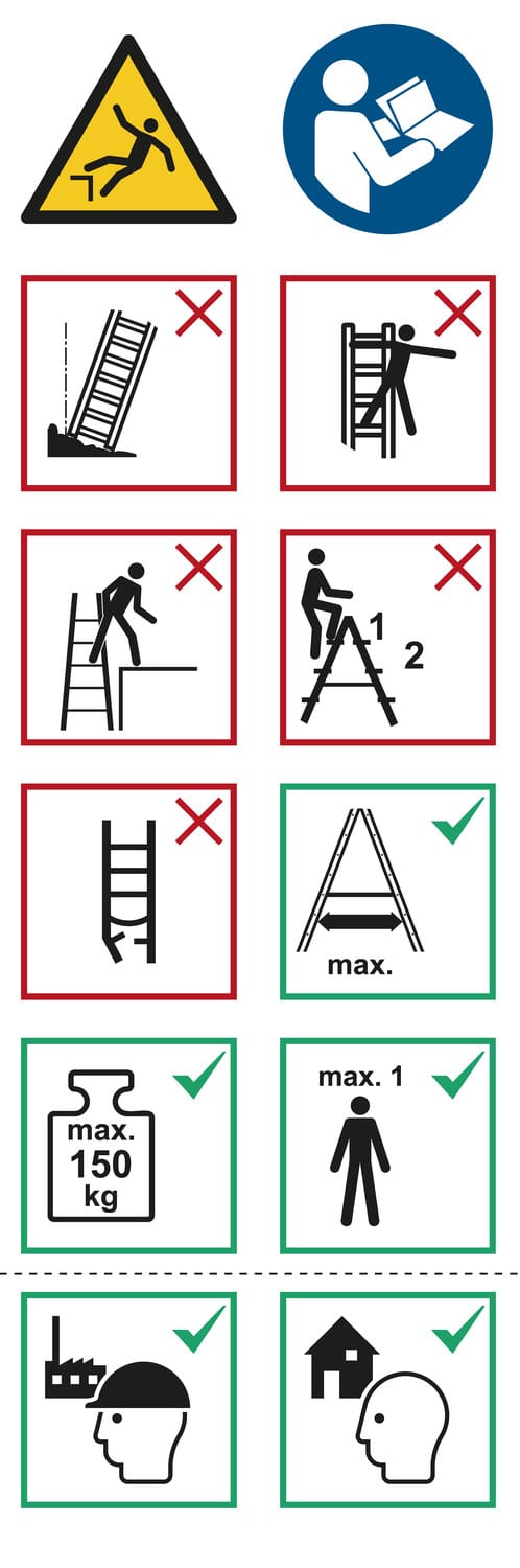 Layher Piktogrammetiketten Für Stehleitern 1039, 1043, 1061, 1064 10er-pack