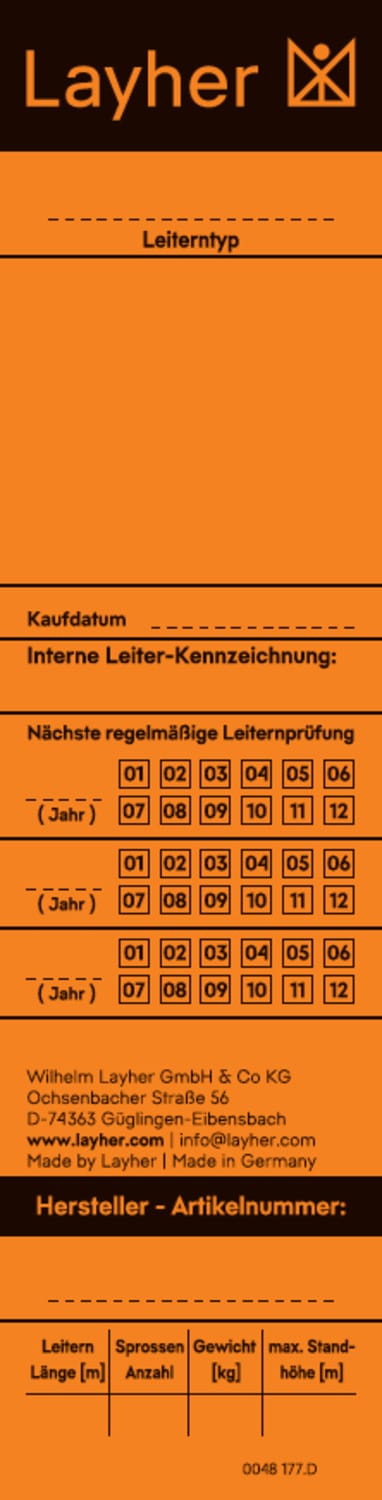Layher Universal- Und Prüfetikett 10 Stück