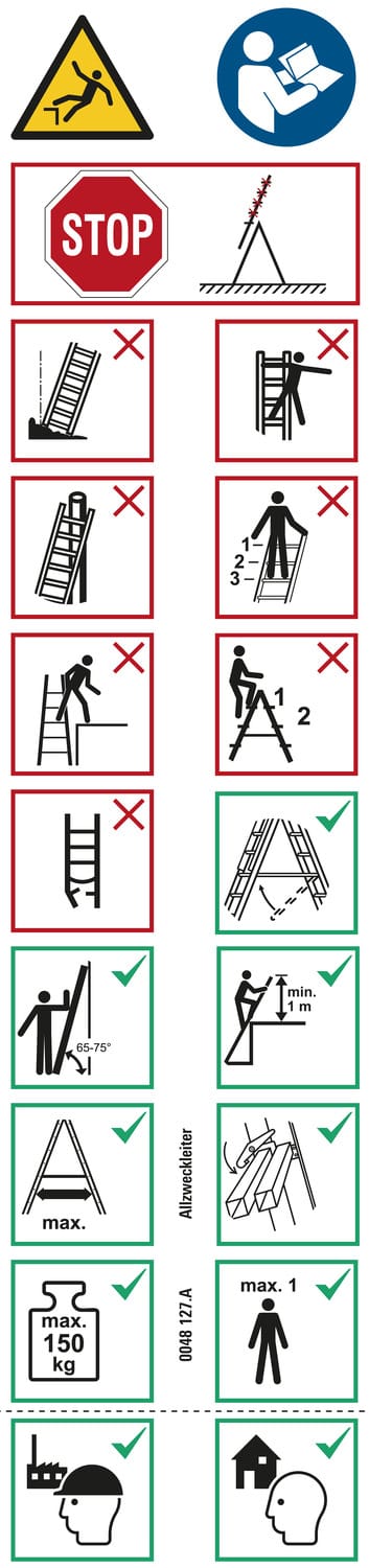 Layher Piktogrammetiketten Für Multifunktionsleitern 1040, 1056, 1057, 1058 10er-pack