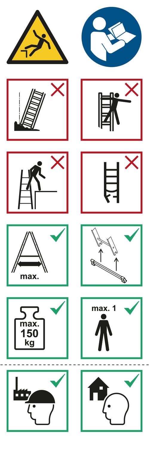 Layher Piktogrammetiketten Für Plattformleiter Topic 1074, 10er-pack
