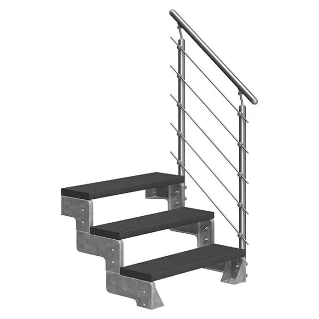Dolle Außentreppe Gardentop 54-66cm Geschosshöhe Mit Trimax Anthrazit 80cm Breit Mit Prova-geländer