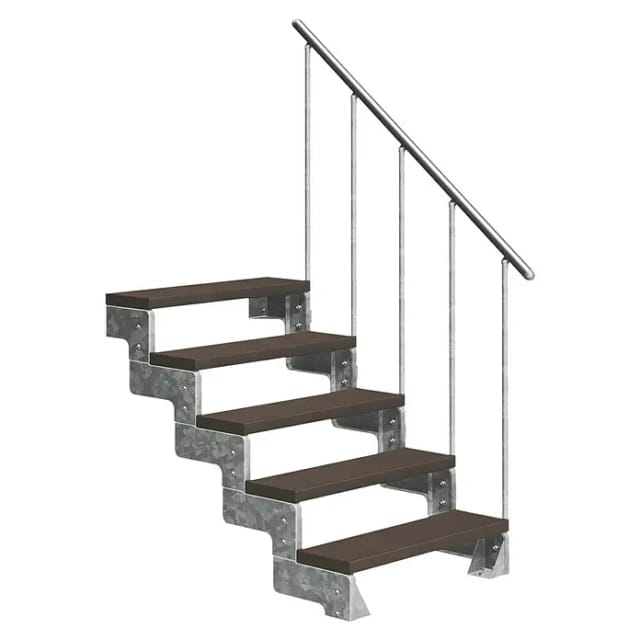 Dolle Außentreppe Gardentop 90-110cm Geschosshöhe Mit Trimax Dunkelbraun 100cm Breit Mit Geländer