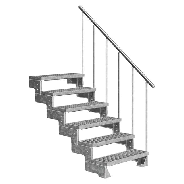 Dolle Außentreppe Gardentop 108-132cm Geschosshöhe Mit Gitterrost 100cm Breit Mit Geländer