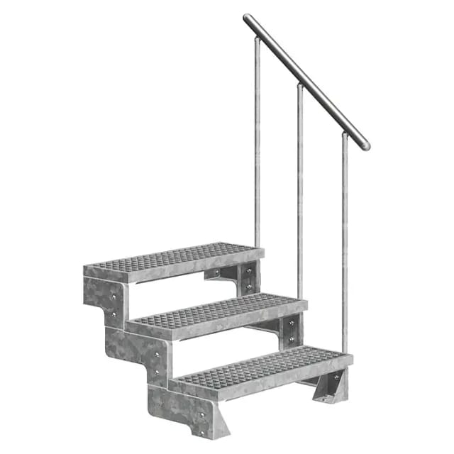 Dolle Außentreppe Gardentop 54-66cm Geschosshöhe Mit Gitterrost 80cm Breit Mit Geländer