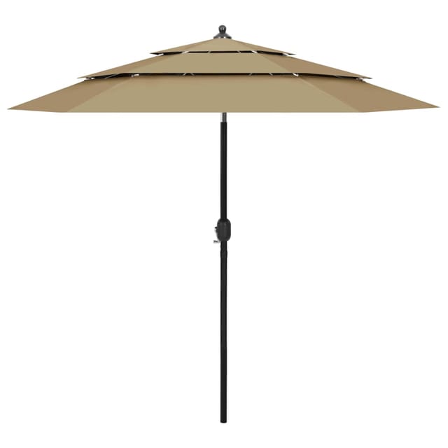 Sonnenschirm Mit Aluminium-mast 3-lagig Taupe 2,5 M Vidaxl