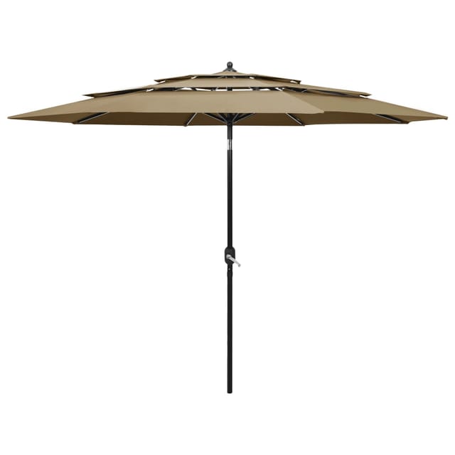 Sonnenschirm Mit Aluminium-mast 3-lagig Taupe 3 M Vidaxl