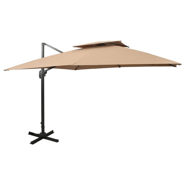 Ampelschirm Mit Doppeldach 300 X 300 Cm Taupe Vidaxl