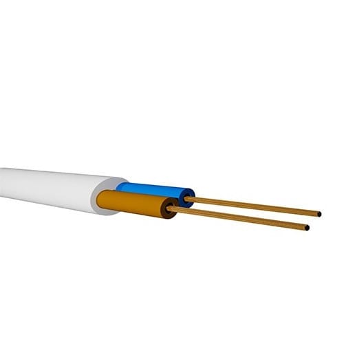 Rodi - 100m Spule Weisser Elektroschlauch 2x0,75mm Flat 300/500v