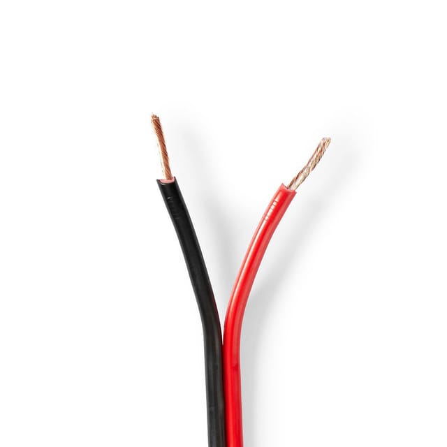 Nedis - Lautsprecherkabel 2x 150 Mm Kupfer 1000 M Rund Pvc Red Schwarz Rolle
