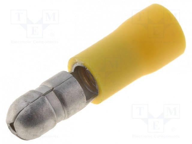 Zylindrischer Anschlussstecker 5mm Isoliert Gelb