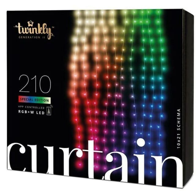 Curtain – App-gesteuerter Led-lichtervorhang Mit 210 Rgb+w (16 Millionen Farben + Warmweiß) Leds. 1,5 Mal 2,1 Meter. Transparentes Kabel - Twinkly