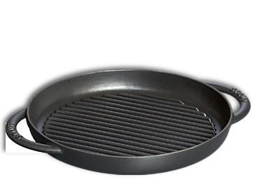 Staub Pure Round Grill Doppelgriff Rund, Gusseisen, Matt Schwarz, 26 Cm