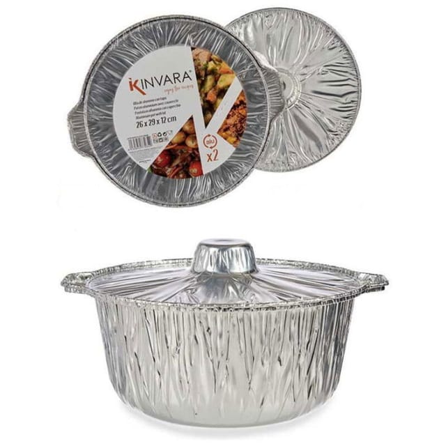 Aluminium Topfset 26 X 15 X 29 Cm, 2-teilig, Silber