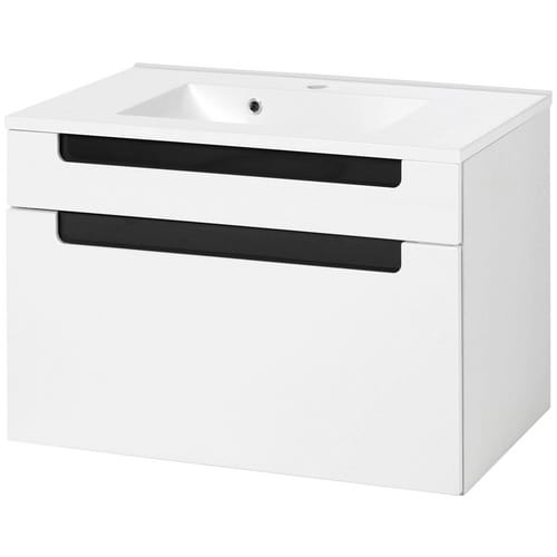 Lomadox - Geräumiger - Waschtisch 80cm Merano-03 Hochglanz Weiß, Grau, B X H X T Ca.: 80 X 54 X 47 Cm