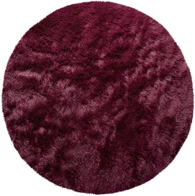 Paco Home Hochflor Teppich Wohnzimmer Fellteppich Kunstfell Shaggy Flauschig Lila Ø 160 Cm Rund